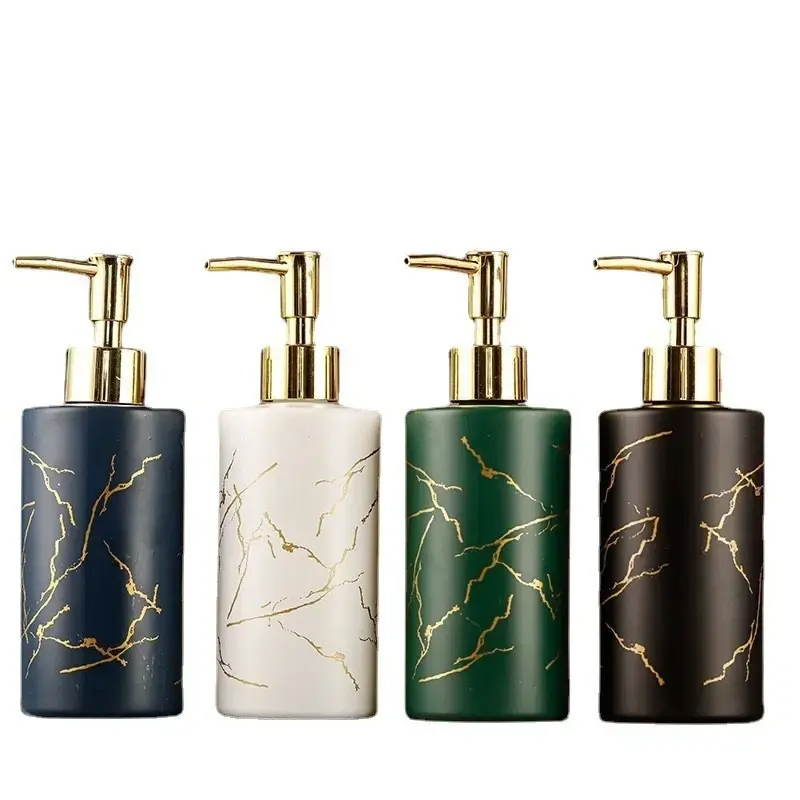 320 Ml Marble Pattern Hand Sanitizer Bottle Bathroom Shampoo Bottle Body Lotion Bottle With Pump